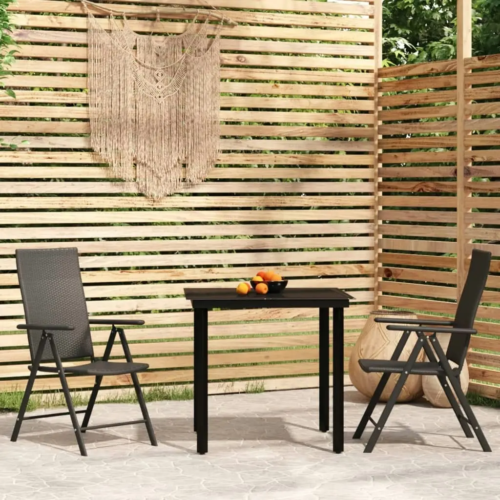 3 Piece Garden Dining Set Black 3099101