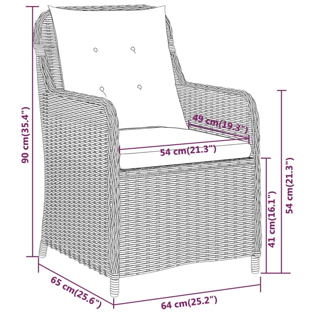 3 Piece Garden Dining Set Black 3099571