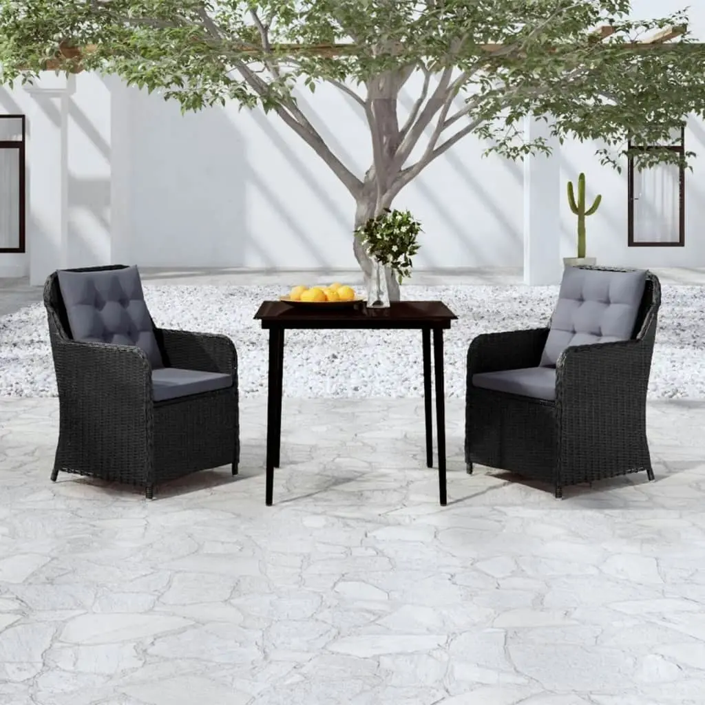 3 Piece Garden Dining Set Black 3099571