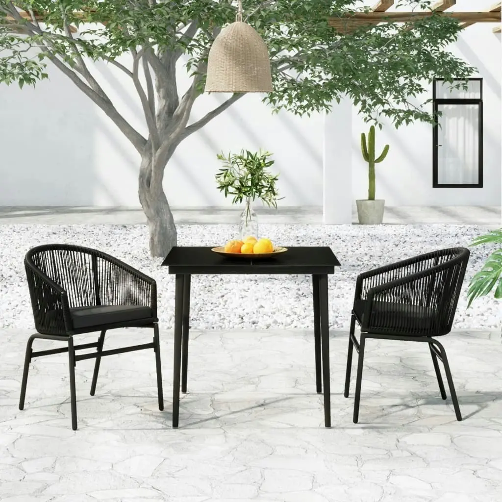 3 Piece Garden Dining Set Black 3099239