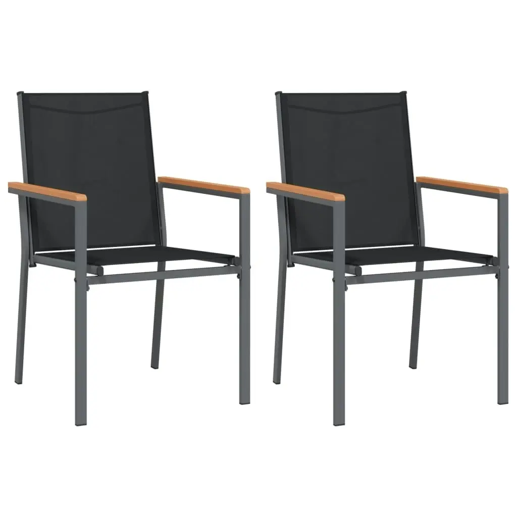 3 Piece Garden Dining Set Black Textilene and Steel 3187041