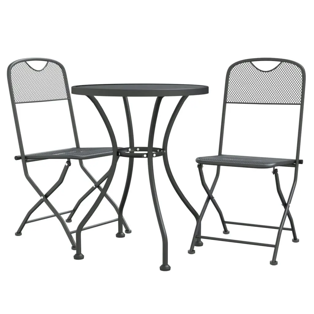 3 Piece Garden Dining Set Expanded Metal Mesh Anthracite 3084707