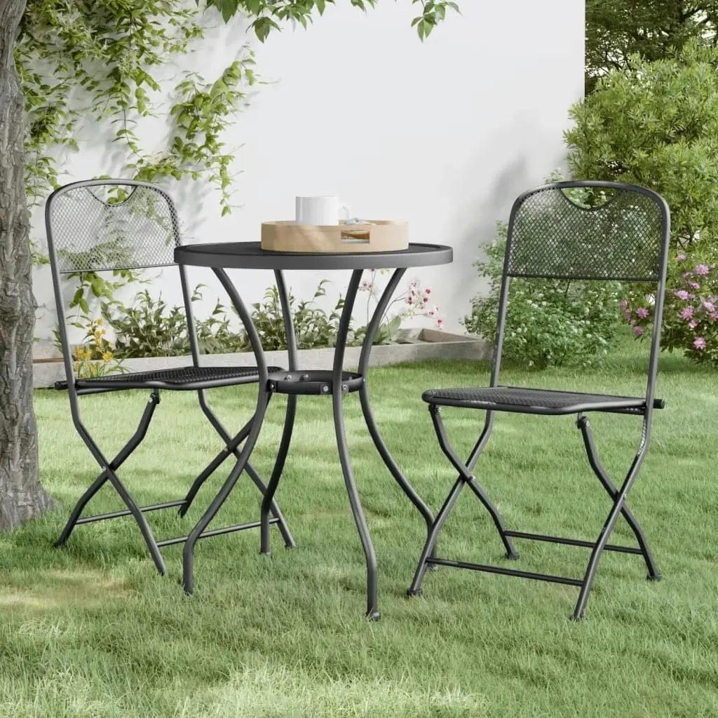 3 Piece Garden Dining Set Expanded Metal Mesh Anthracite 3084707