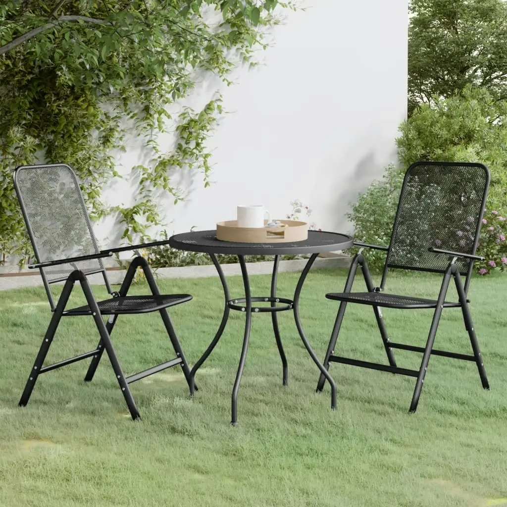 3 Piece Garden Dining Set Expanded Metal Mesh Anthracite 3084713