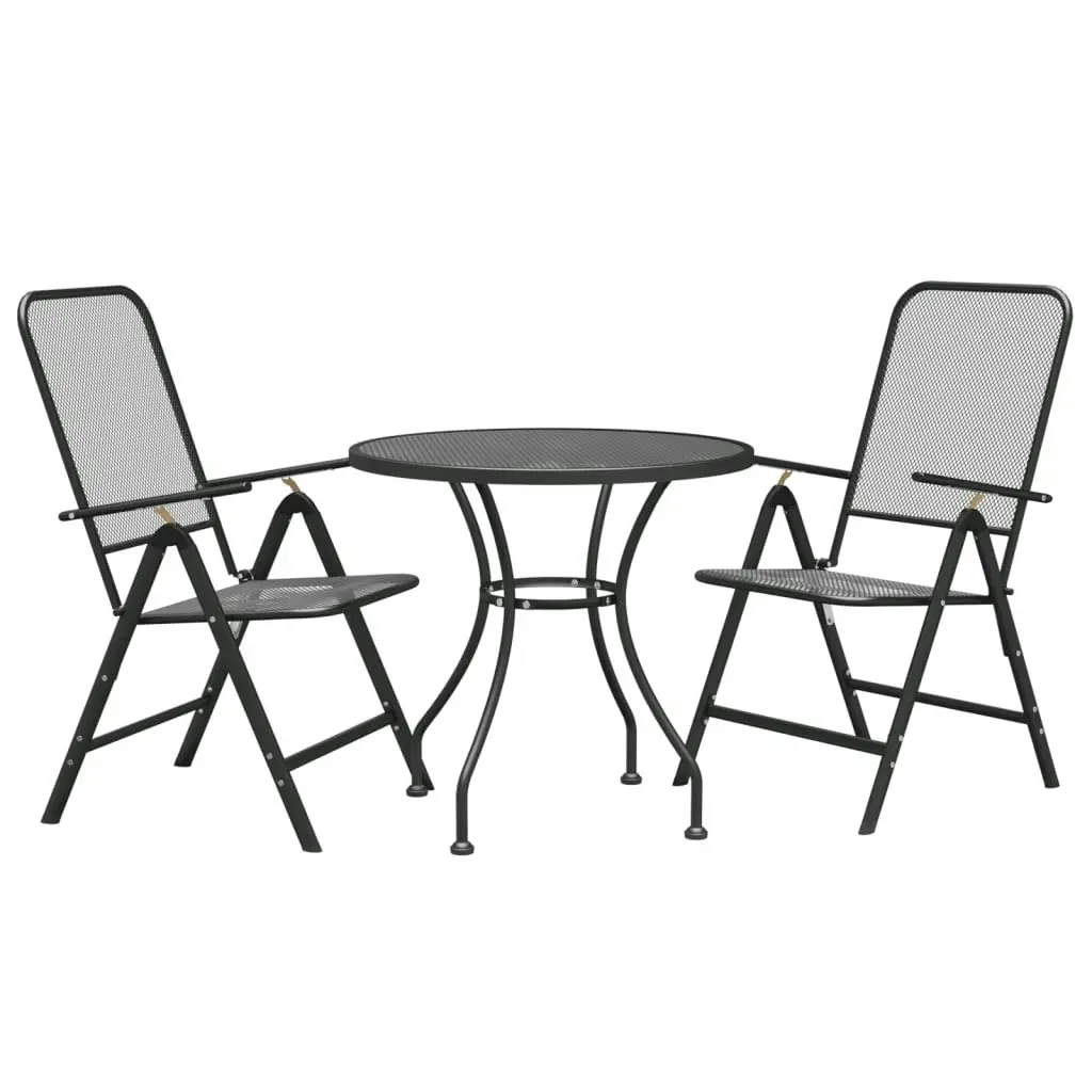 3 Piece Garden Dining Set Expanded Metal Mesh Anthracite 3084713