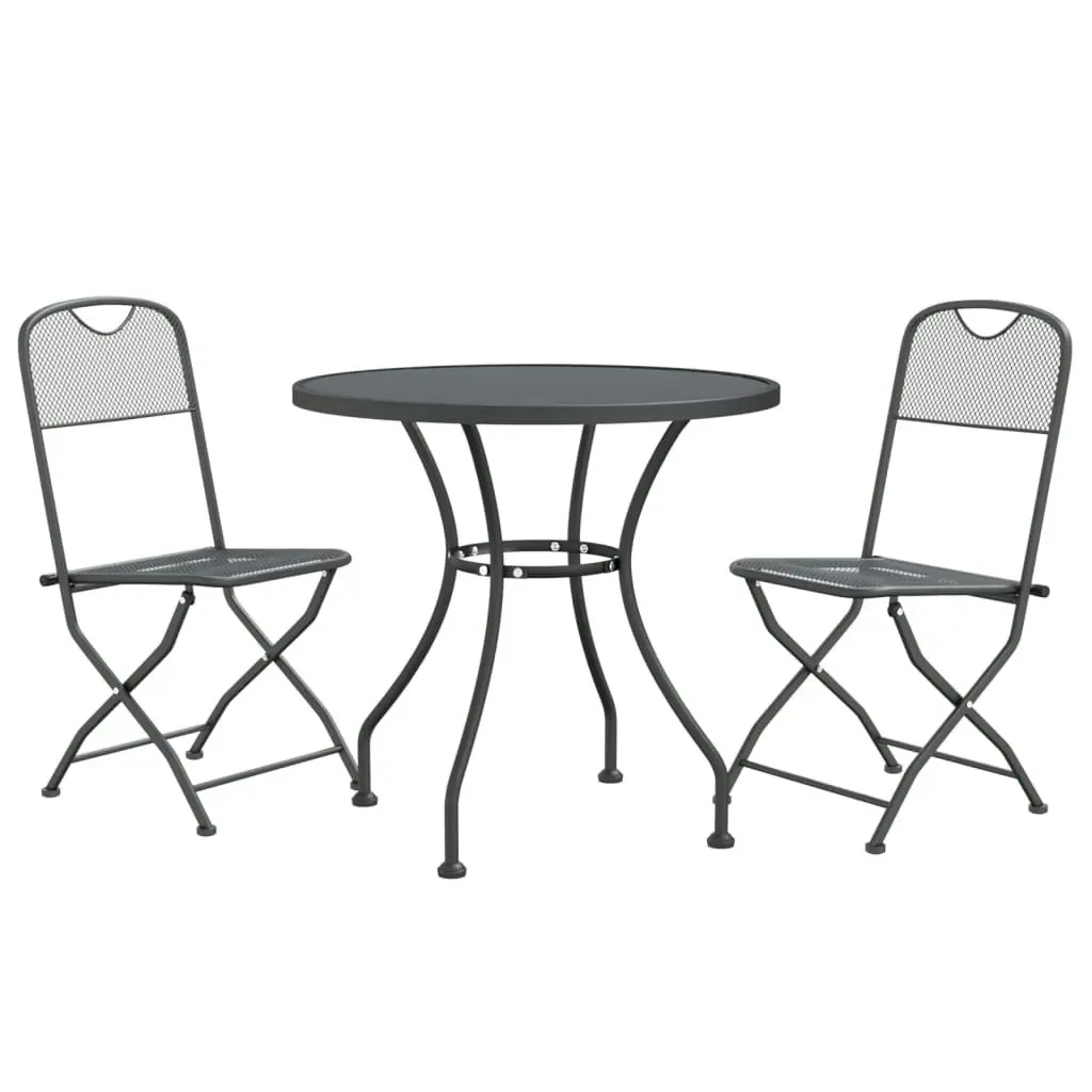 3 Piece Garden Dining Set Expanded Metal Mesh Anthracite 3084711