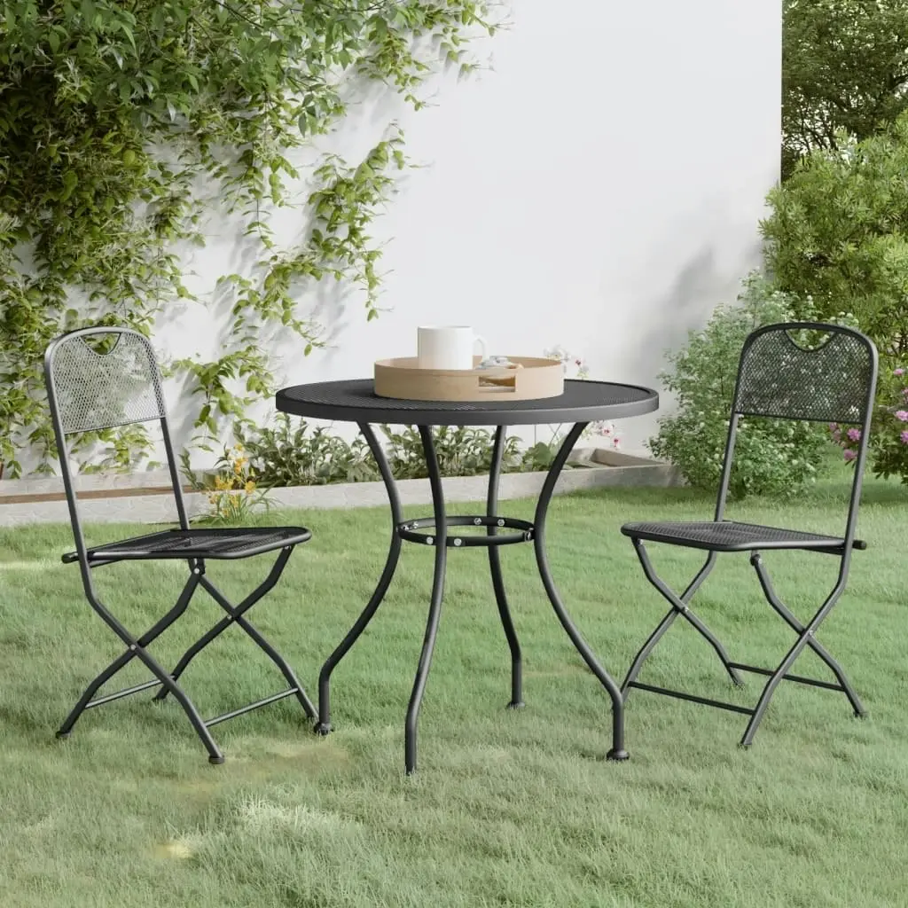 3 Piece Garden Dining Set Expanded Metal Mesh Anthracite 3084711