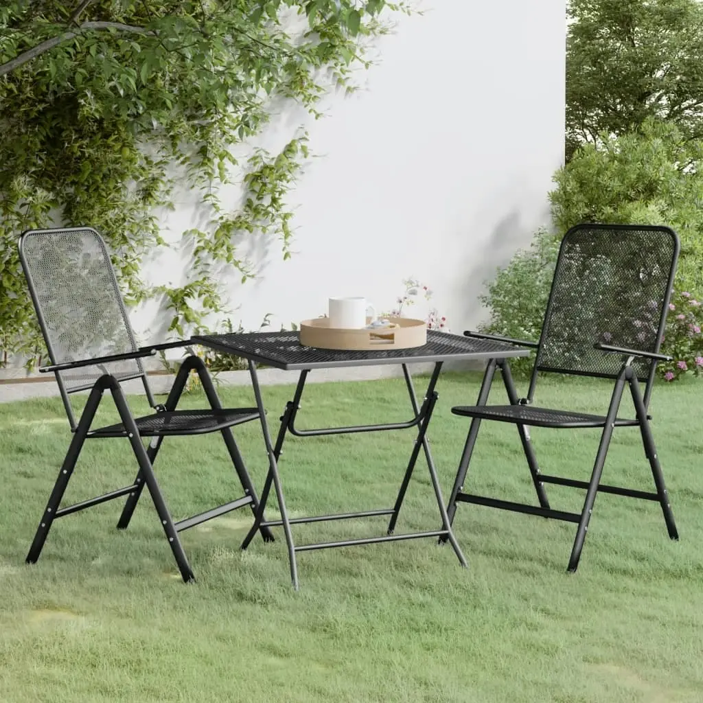 3 Piece Garden Dining Set Expanded Metal Mesh Anthracite 3084721