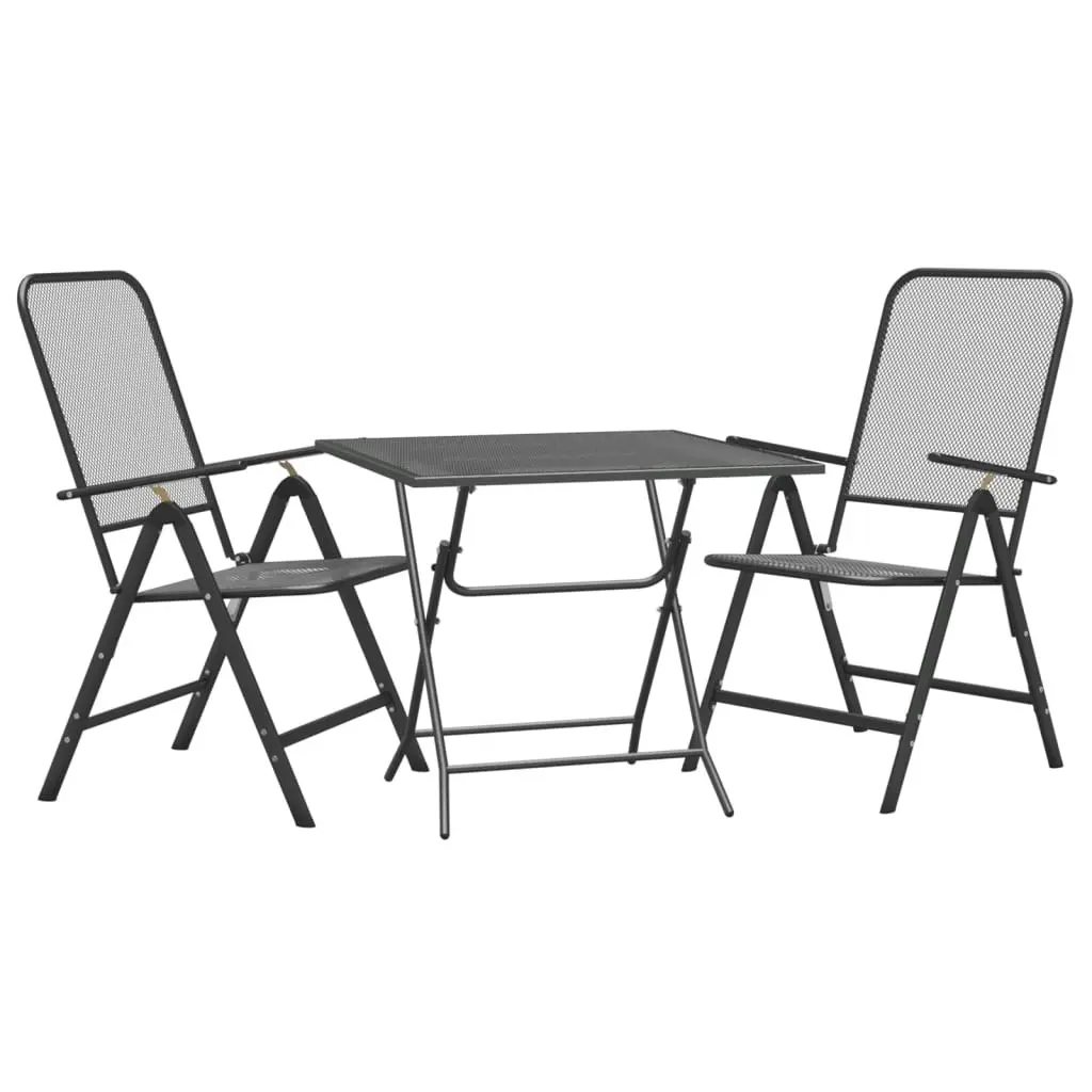 3 Piece Garden Dining Set Expanded Metal Mesh Anthracite 3084721