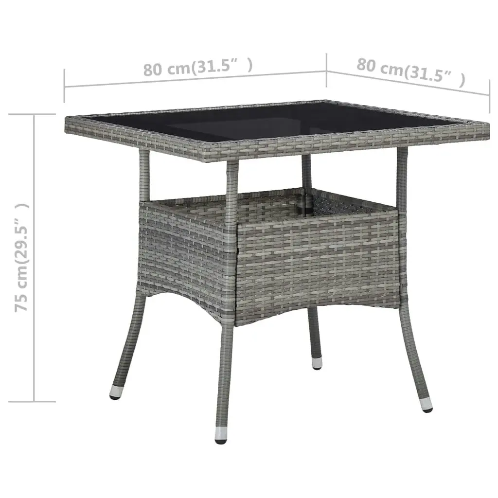 3 Piece Garden Dining Set Poly Rattan and Glass Grey 3058522