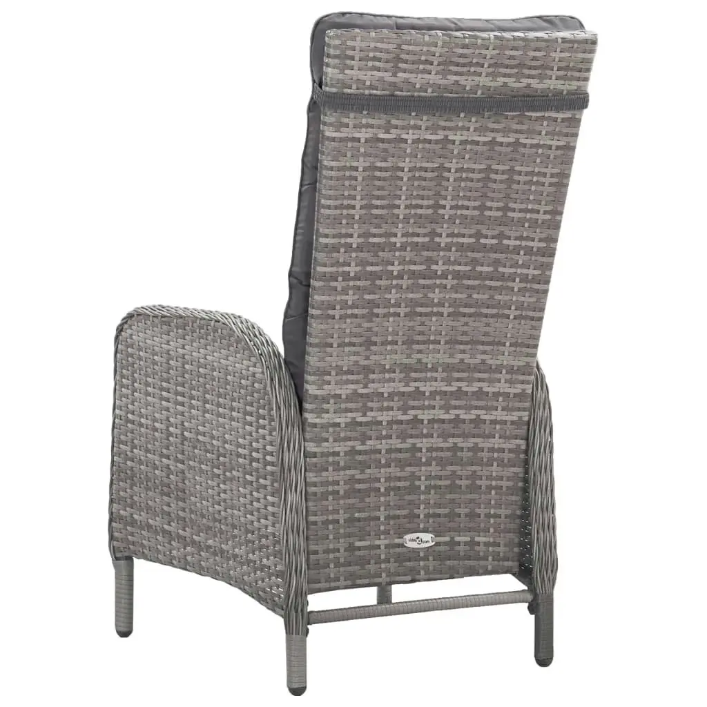 3 Piece Garden Dining Set Poly Rattan and Glass Grey 3058522