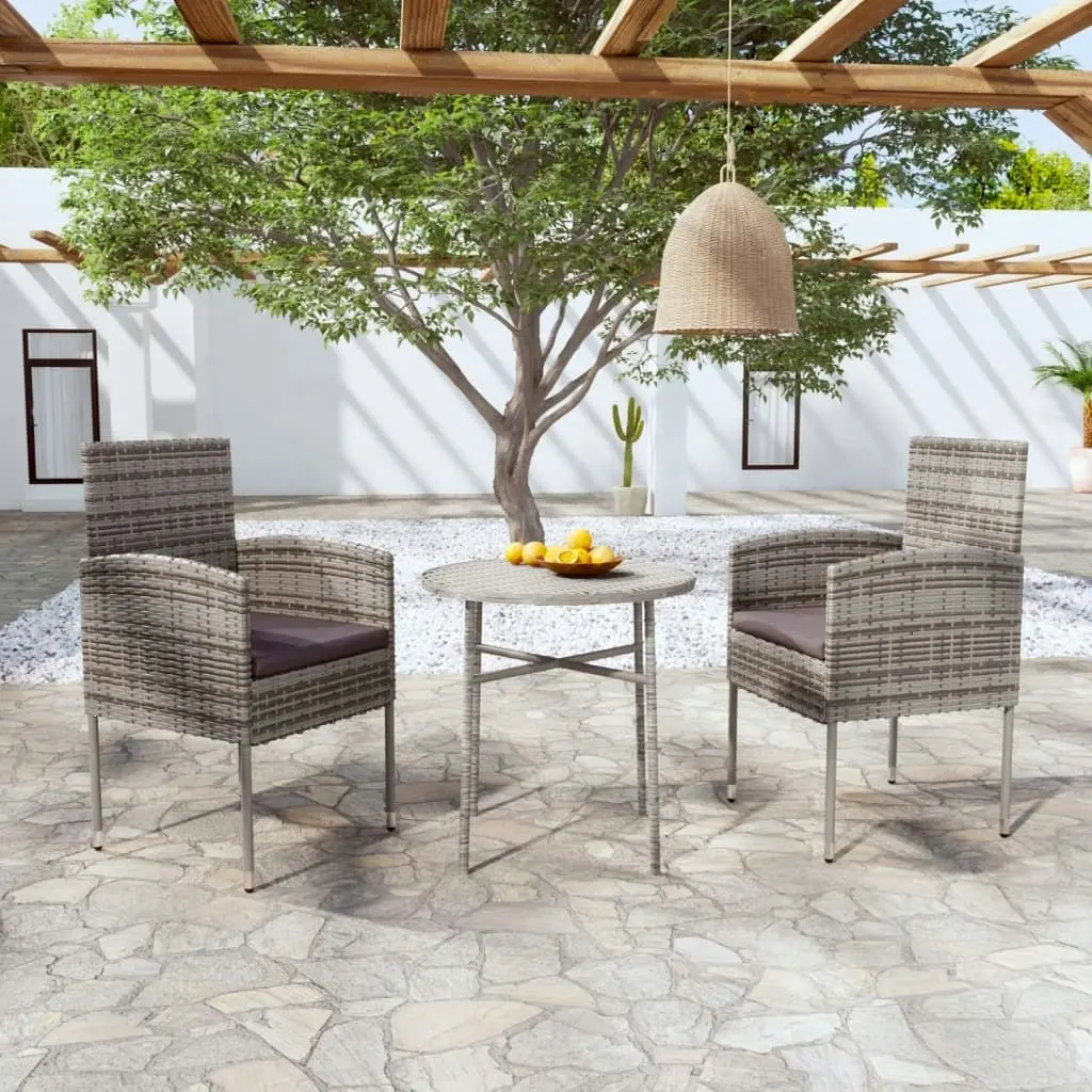 3 Piece Garden Dining Set Poly Rattan Anthracite 3098037