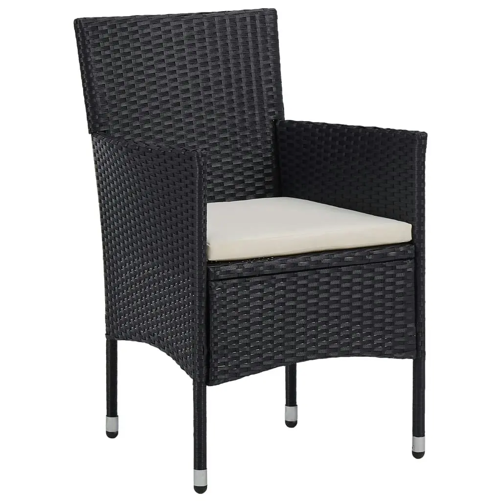 3 Piece Garden Dining Set Poly Rattan Black 3058482