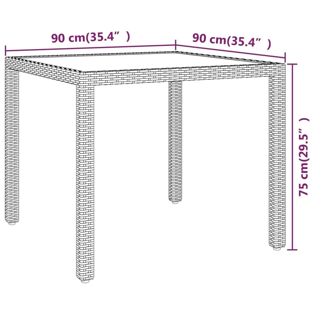 3 Piece Garden Dining Set Poly Rattan and Tempered Glass Grey 3058399