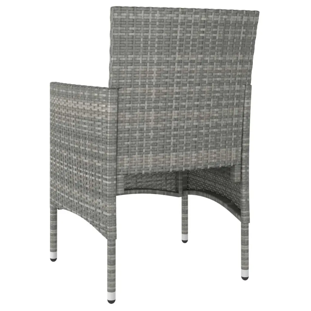 3 Piece Garden Dining Set Poly Rattan and Tempered Glass Grey 3058399