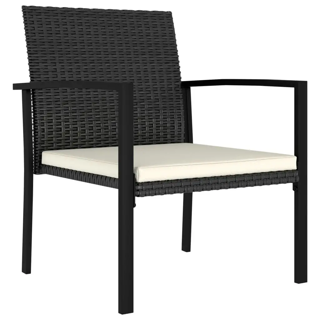 3 Piece Garden Dining Set Poly Rattan Black 3065705