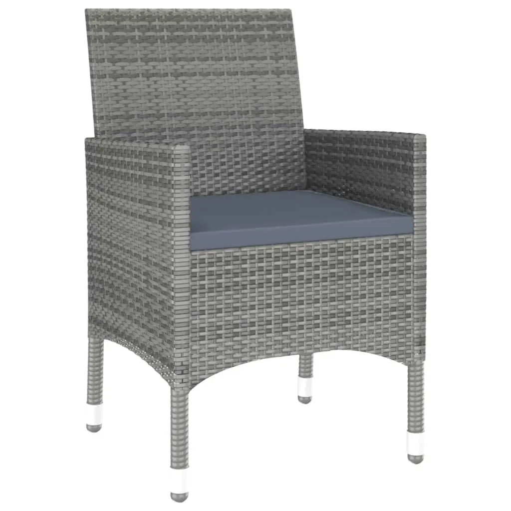 3 Piece Garden Dining Set Poly Rattan Grey 3058463