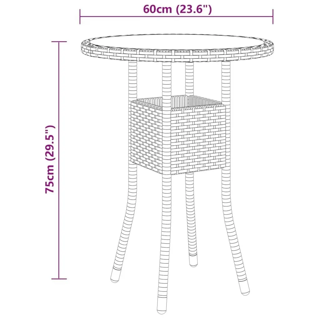 3 Piece Garden Dining Set Poly Rattan Grey 3058463