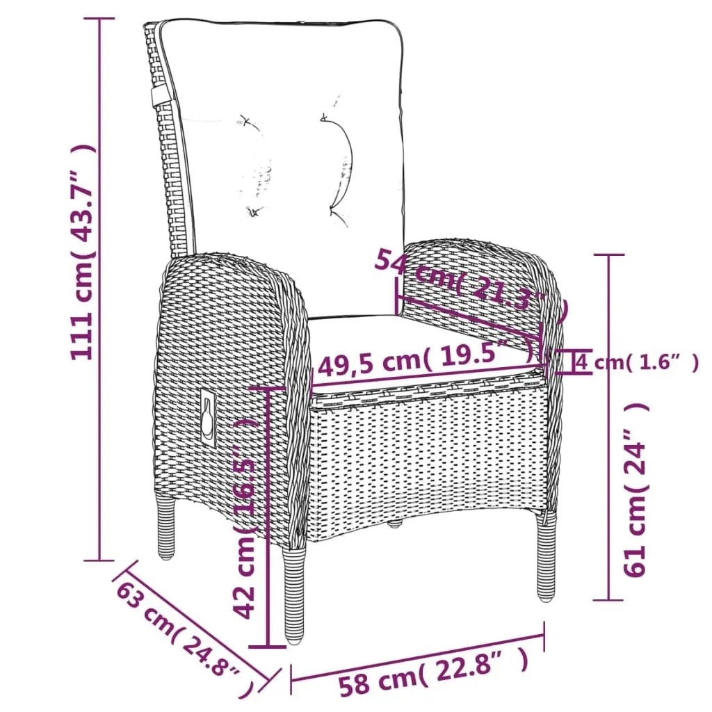 3 Piece Garden Dining Set Poly Rattan Grey 3058499