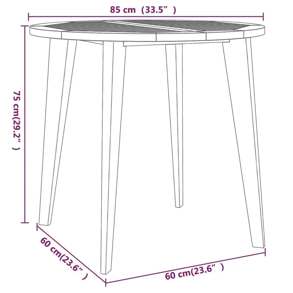 3 Piece Garden Dining Set Solid Wood Acacia 3057997