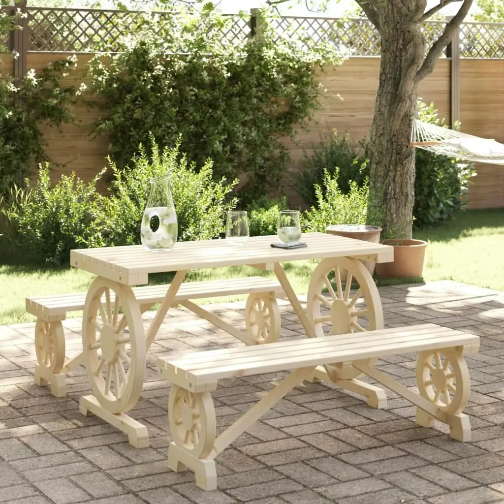 3 Piece Garden Dining Set Solid Wood Fir 3207137