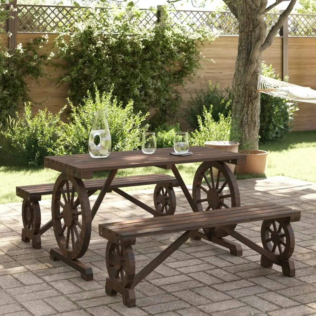 3 Piece Garden Dining Set Solid Wood Fir 3207138