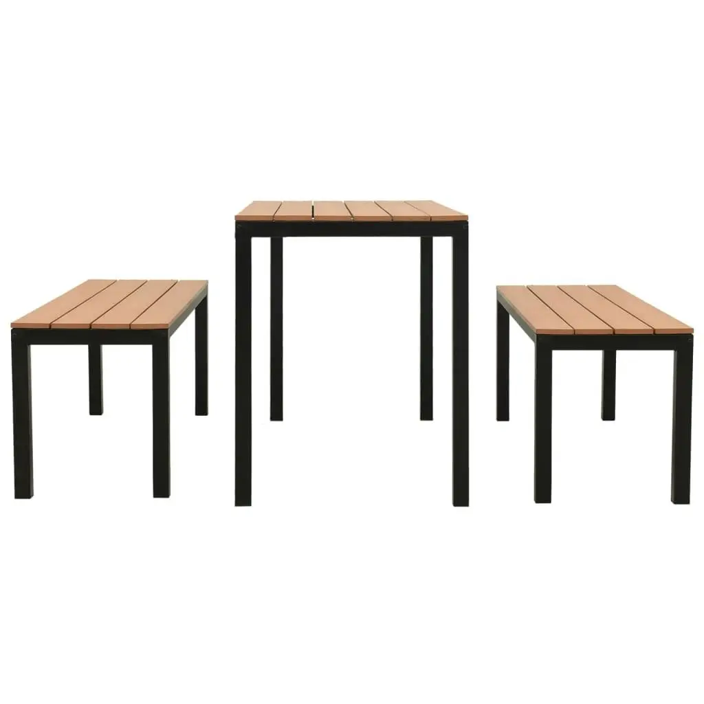 3 Piece Garden Dining Set Steel and WPC Brown and Black 317140