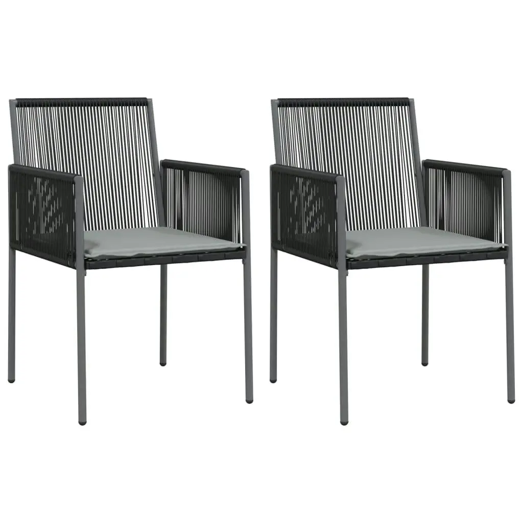 3 Piece Garden Dining Set with Cushions Black Poly Rattan and Steel 3187065