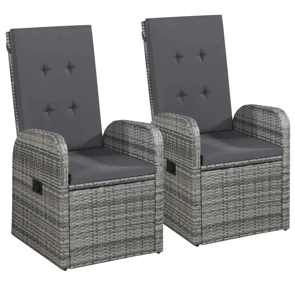 3 Piece Garden Dining Set with Cushions Grey 3099473