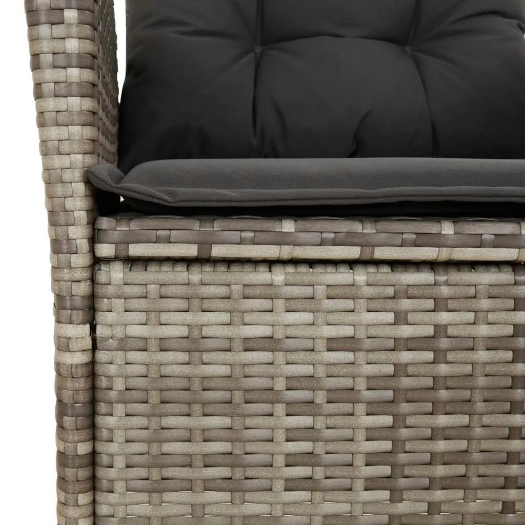 3 Piece Garden Dining Set with Cushions Grey Poly Rattan 3213076