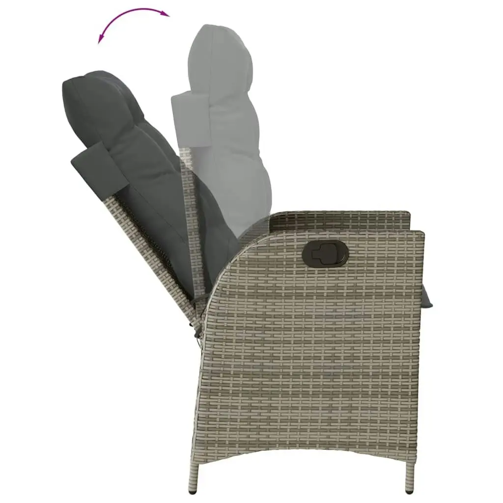 3 Piece Garden Dining Set with Cushions Grey Poly Rattan 3213076