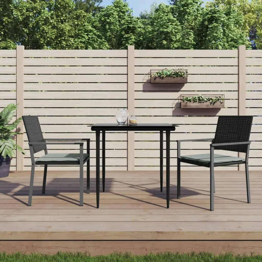 3 Piece Garden Dining Set with Cushions Poly Rattan and Steel 3187001