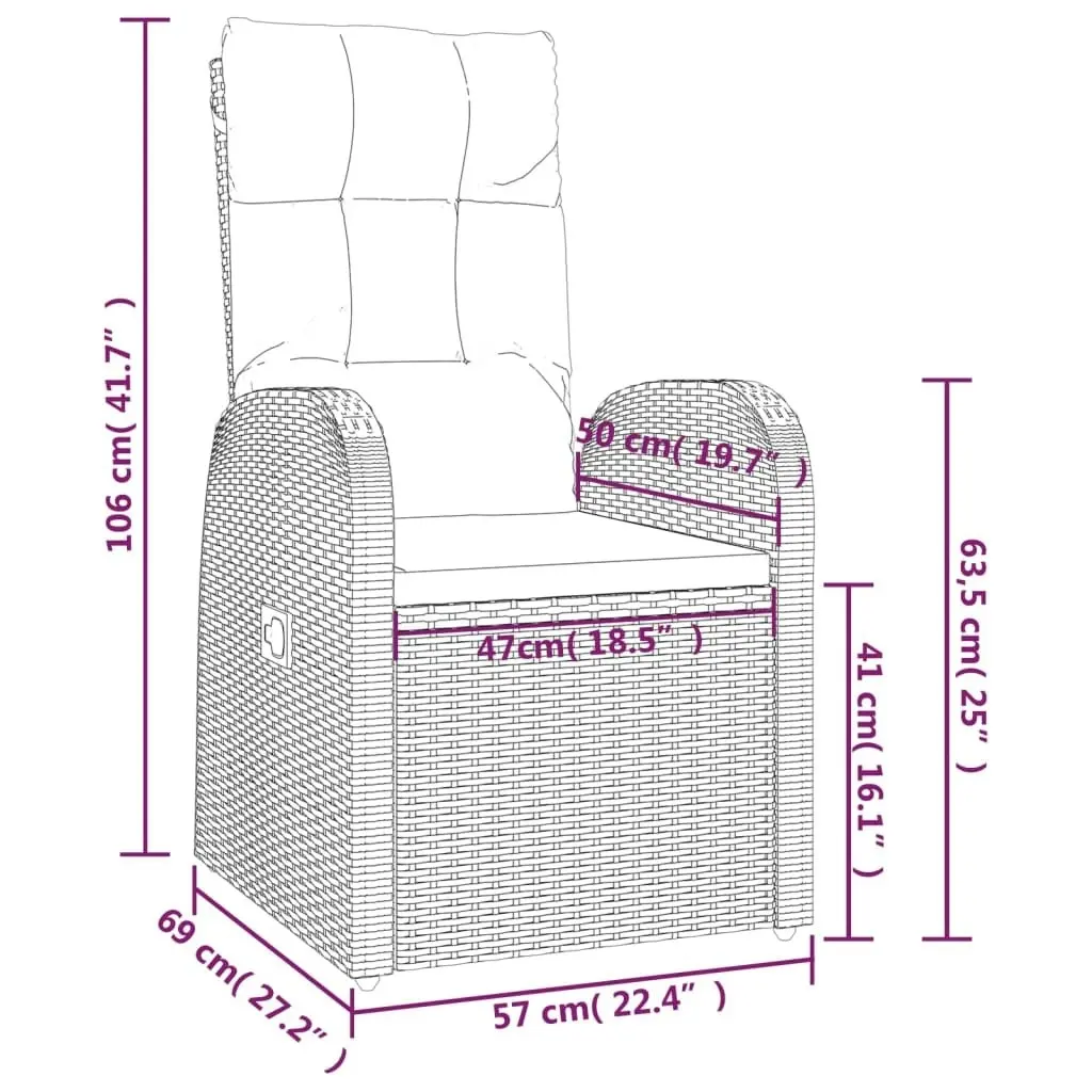 3 Piece Garden Lounge Set Black Poly Rattan&Steel 3157659