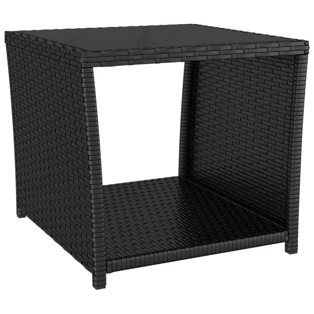 3 Piece Garden Lounge Set Black Poly Rattan&Steel 3157659