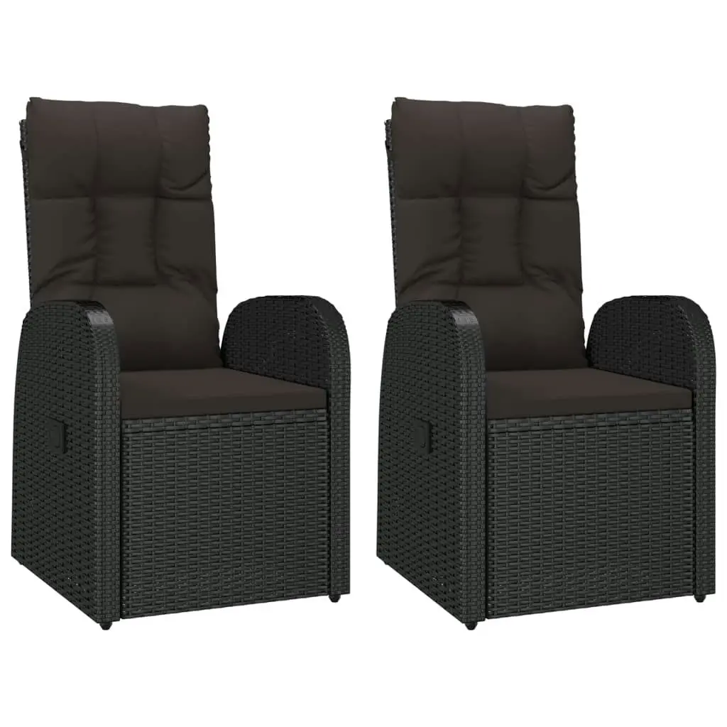 3 Piece Garden Lounge Set Black Poly Rattan&Steel 3157659