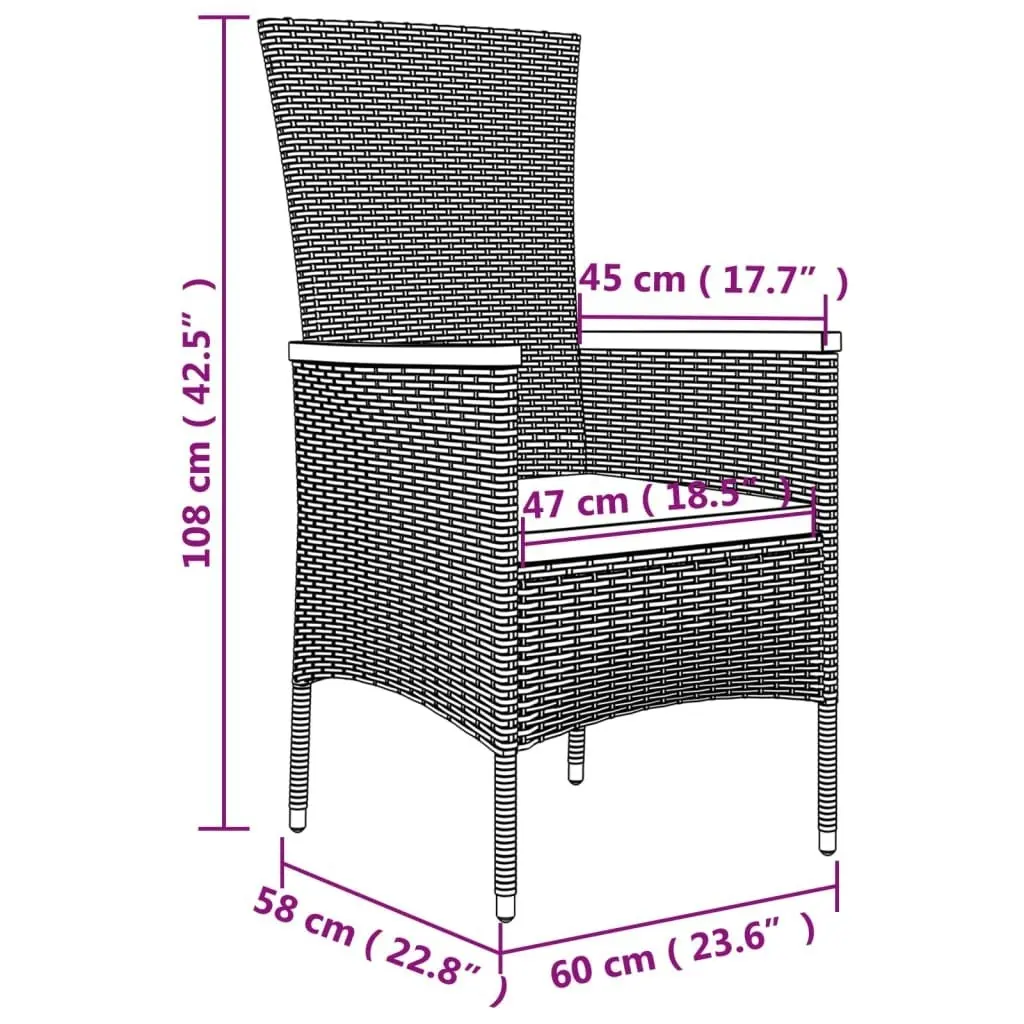 3 Piece Garden Lounge Set Grey Poly Rattan&Solid Wood Acacia 3157652