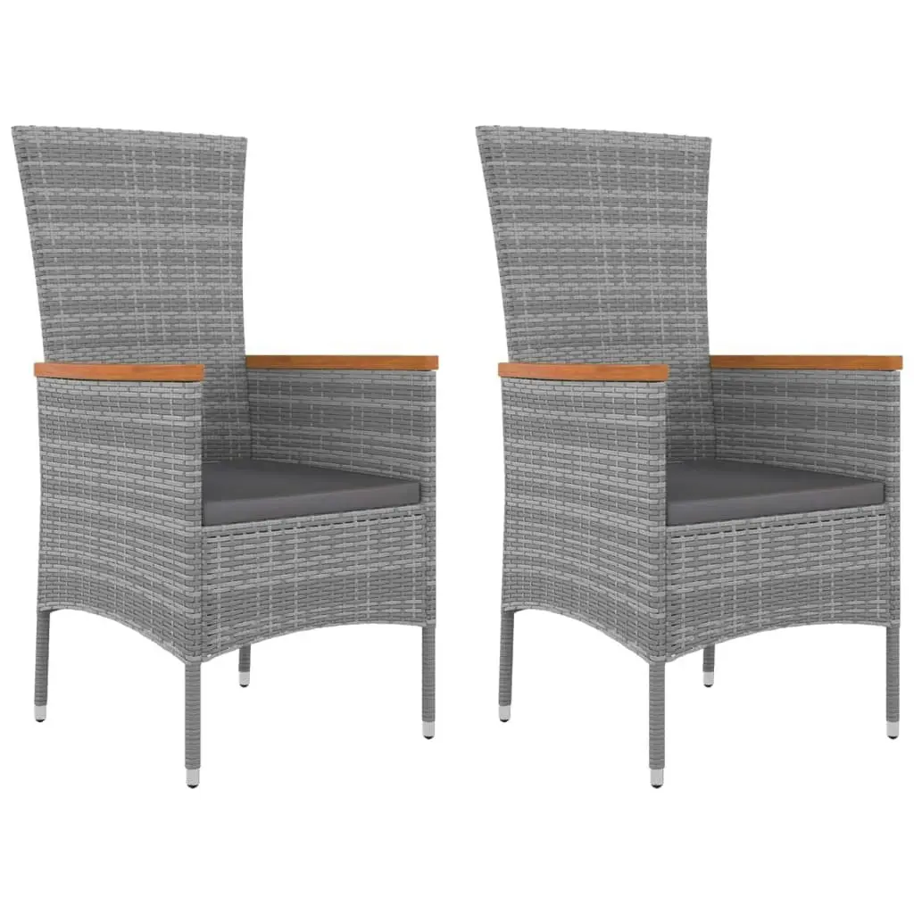 3 Piece Garden Lounge Set Grey Poly Rattan&Solid Wood Acacia 3157652