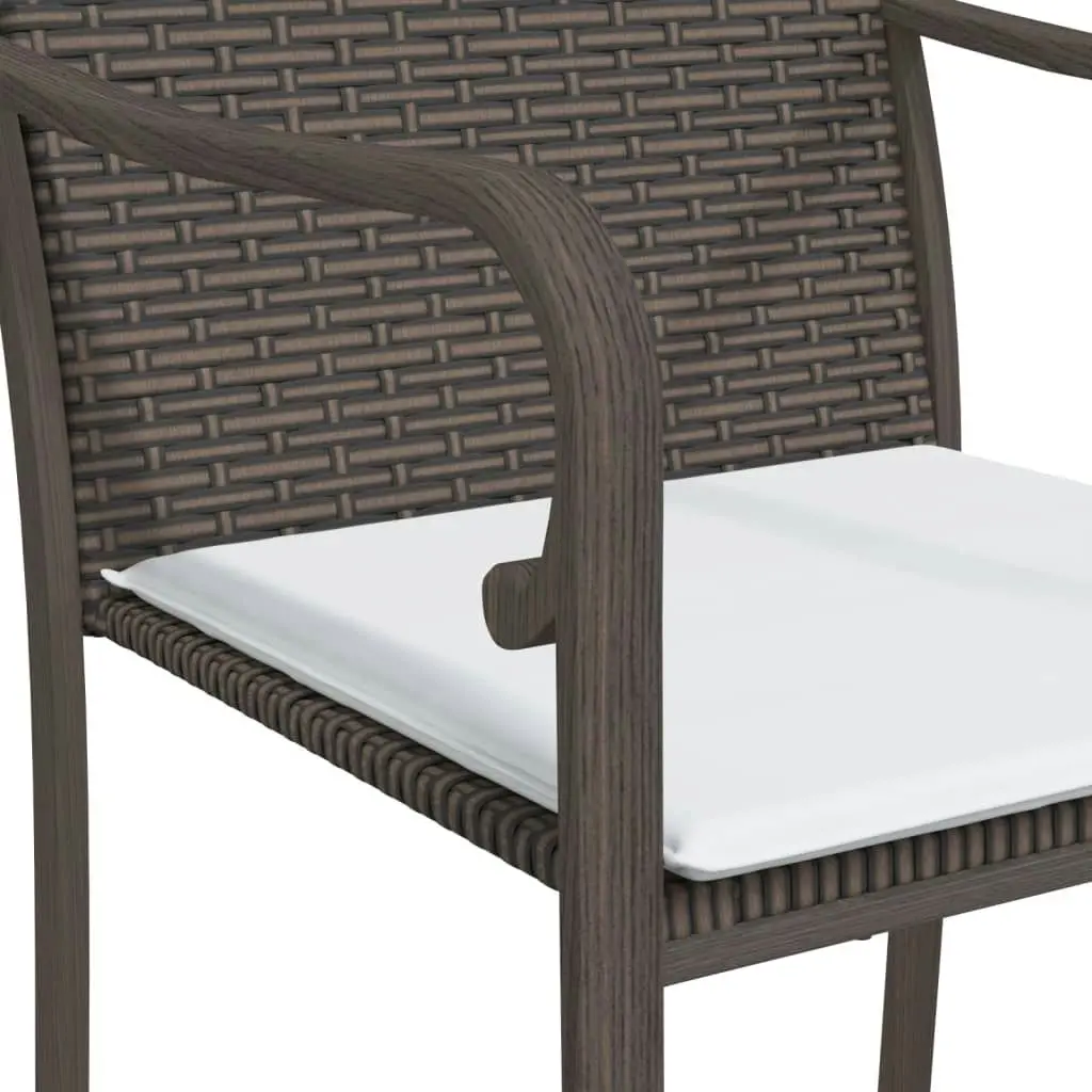 3 Piece Garden Dining Set with Cushions Poly Rattan and Steel 3186937