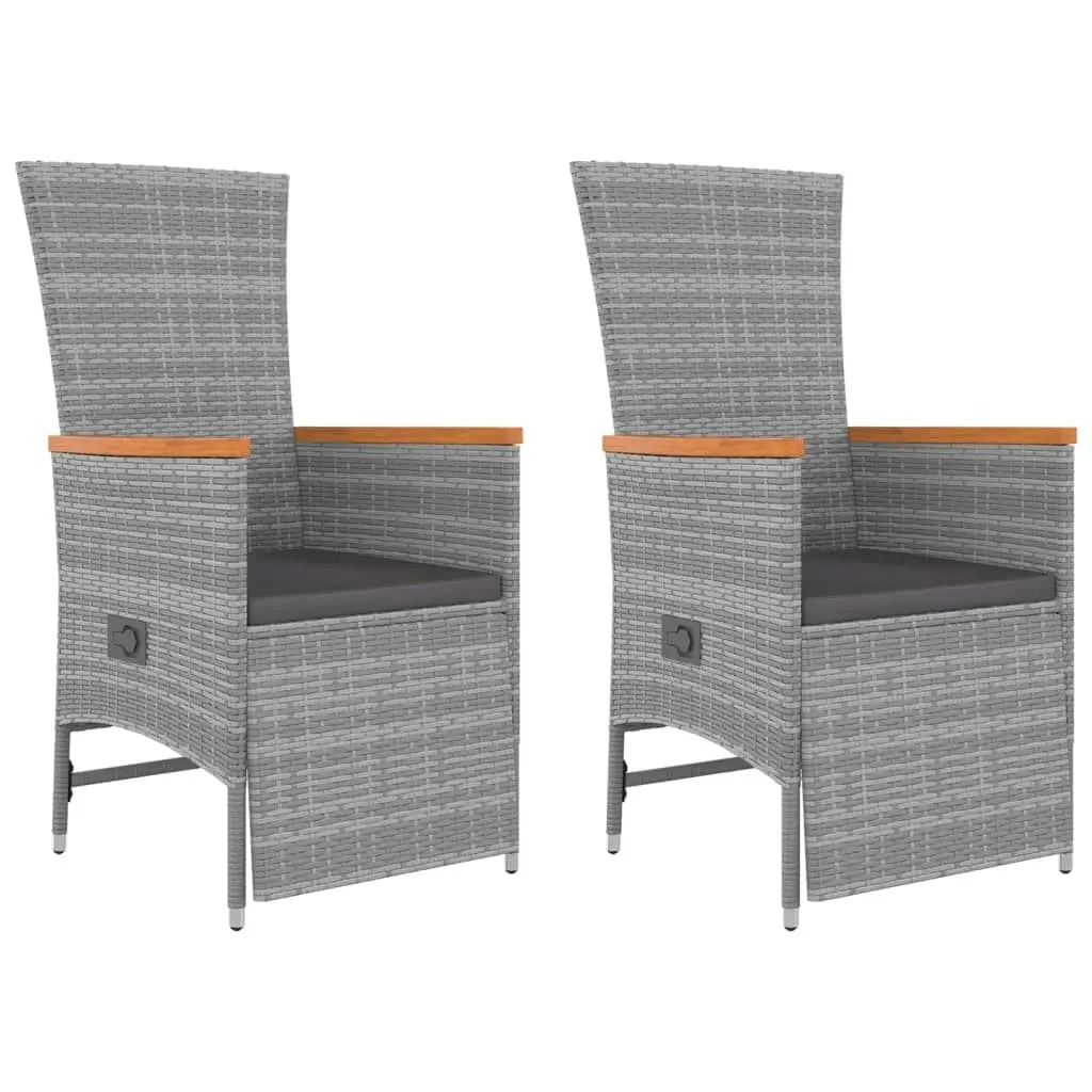 3 Piece Garden Lounge Set Grey Poly Rattan&Solid Wood Acacia 3157654