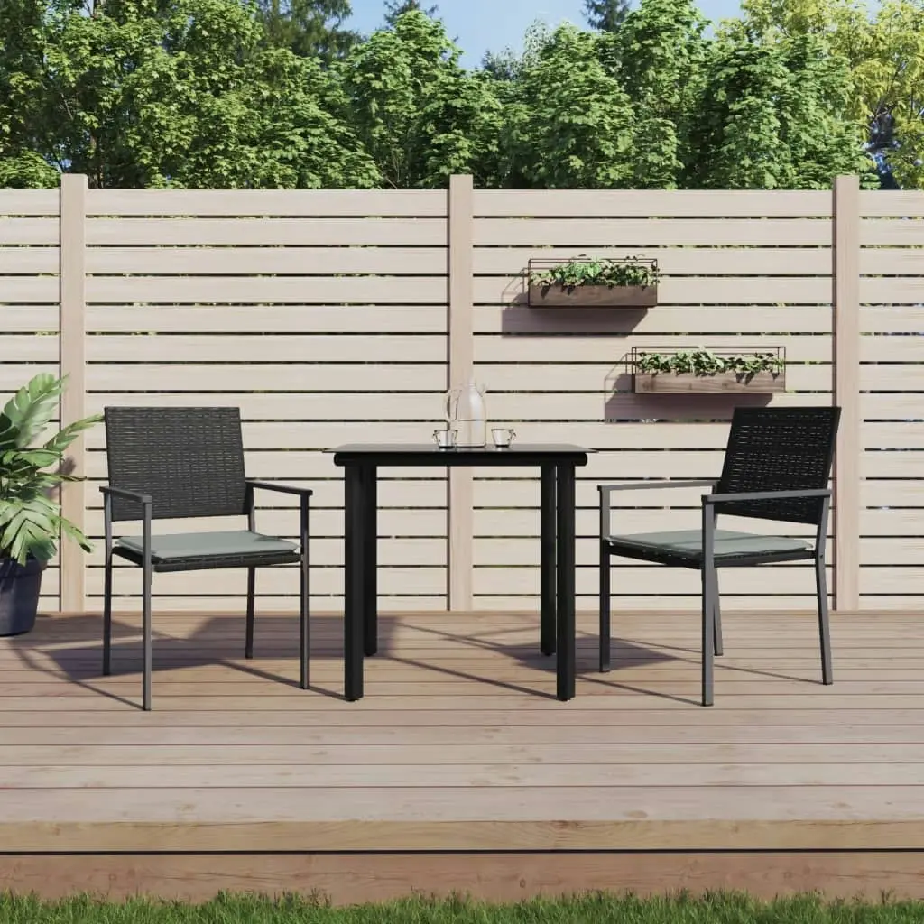 3 Piece Garden Dining Set with Cushions Poly Rattan and Steel 3187017