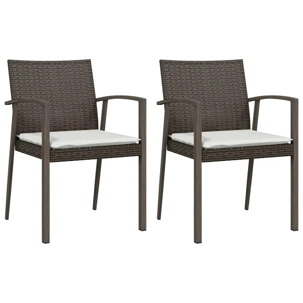 3 Piece Garden Dining Set with Cushions Poly Rattan and Steel 3186985