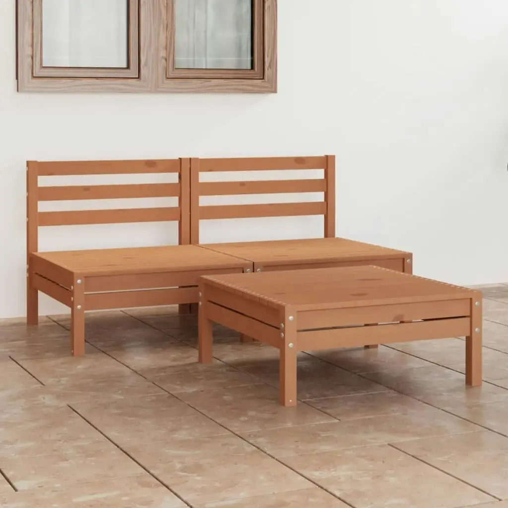 3 Piece Garden Lounge Set Honey Brown Solid Wood Pine 3082380