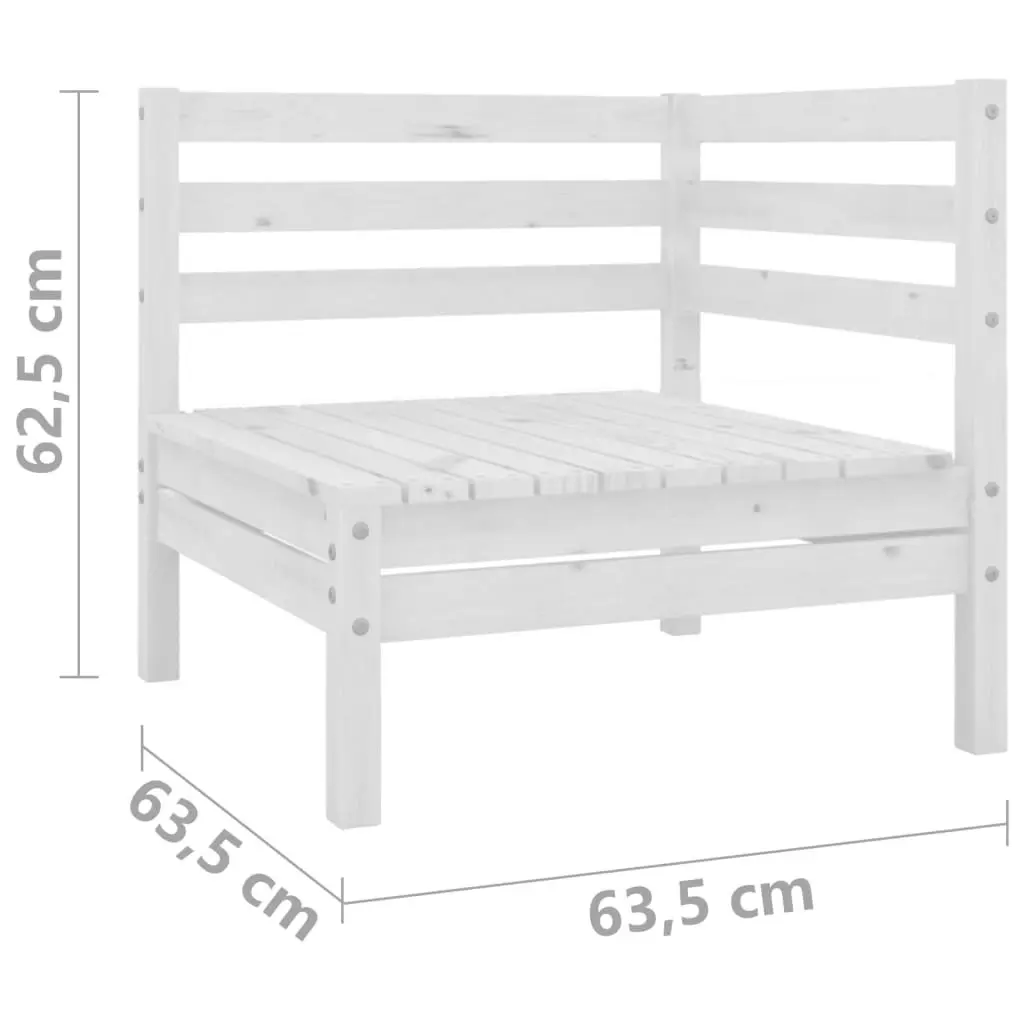 3 Piece Garden Lounge Set White Solid Wood Pine 3082463