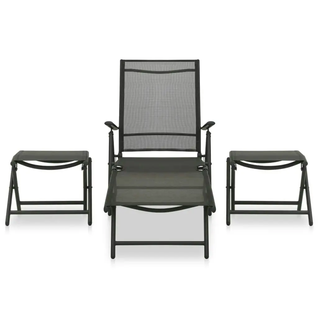 3 Piece Garden Lounge Set Textilene and Aluminium Black 312198