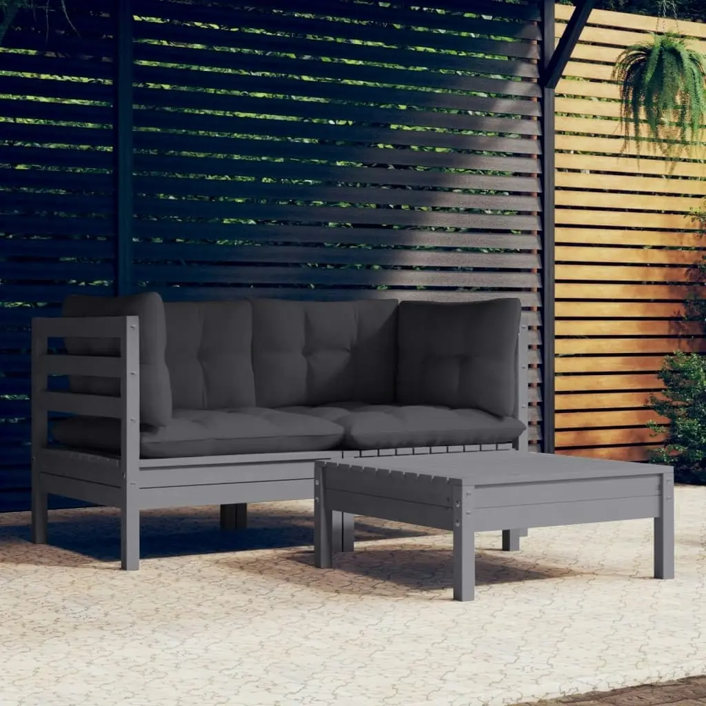 3 Piece Garden Lounge Set with Anthracite Cushions Pinewood 3096018