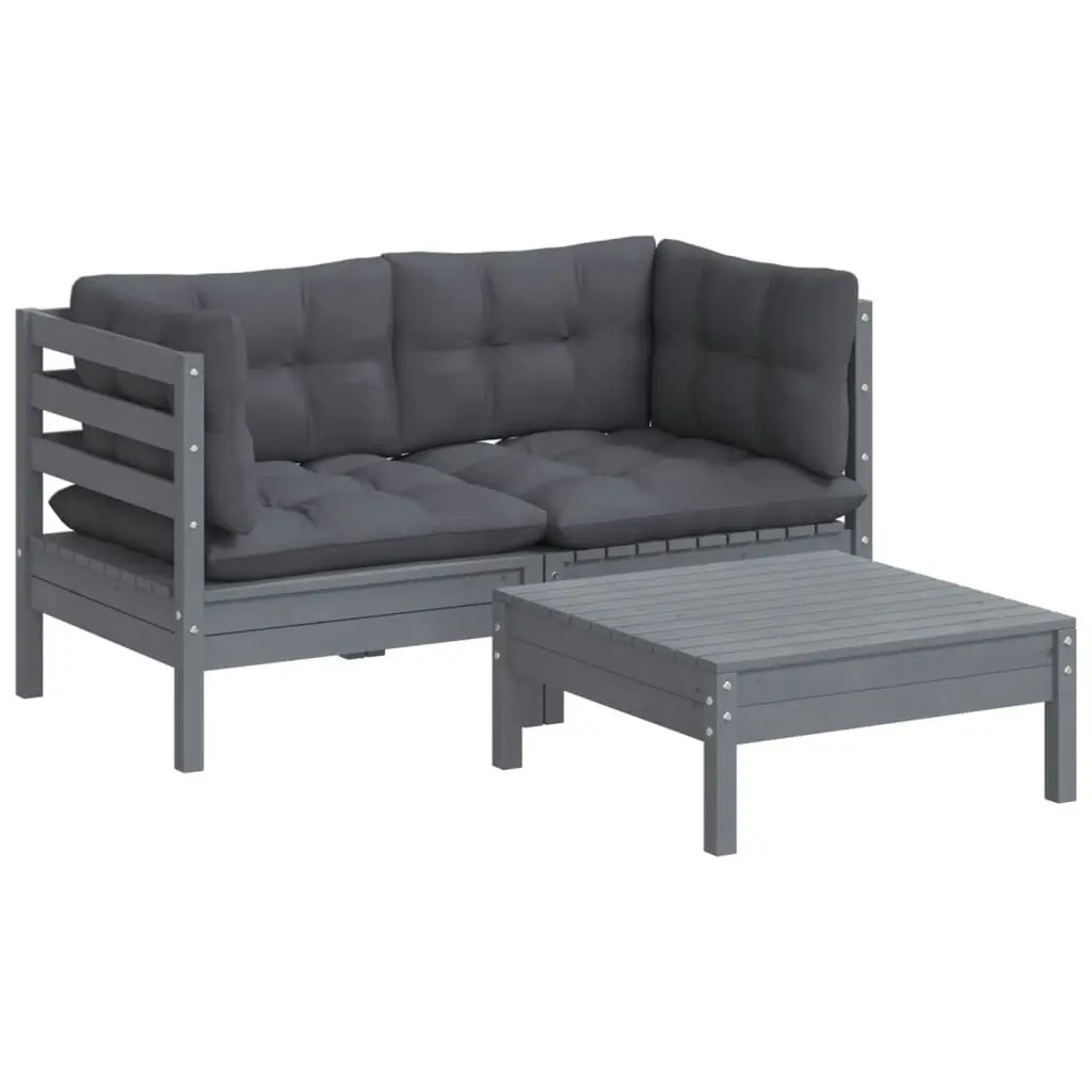 3 Piece Garden Lounge Set with Anthracite Cushions Pinewood 3096018