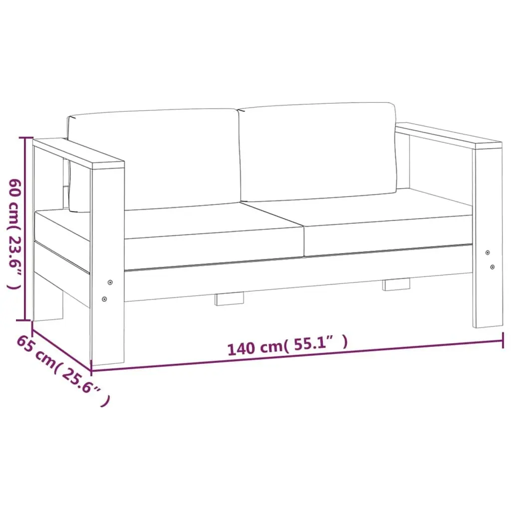 3 Piece Garden Lounge Set with Cream White Cushions Solid Wood 3144977