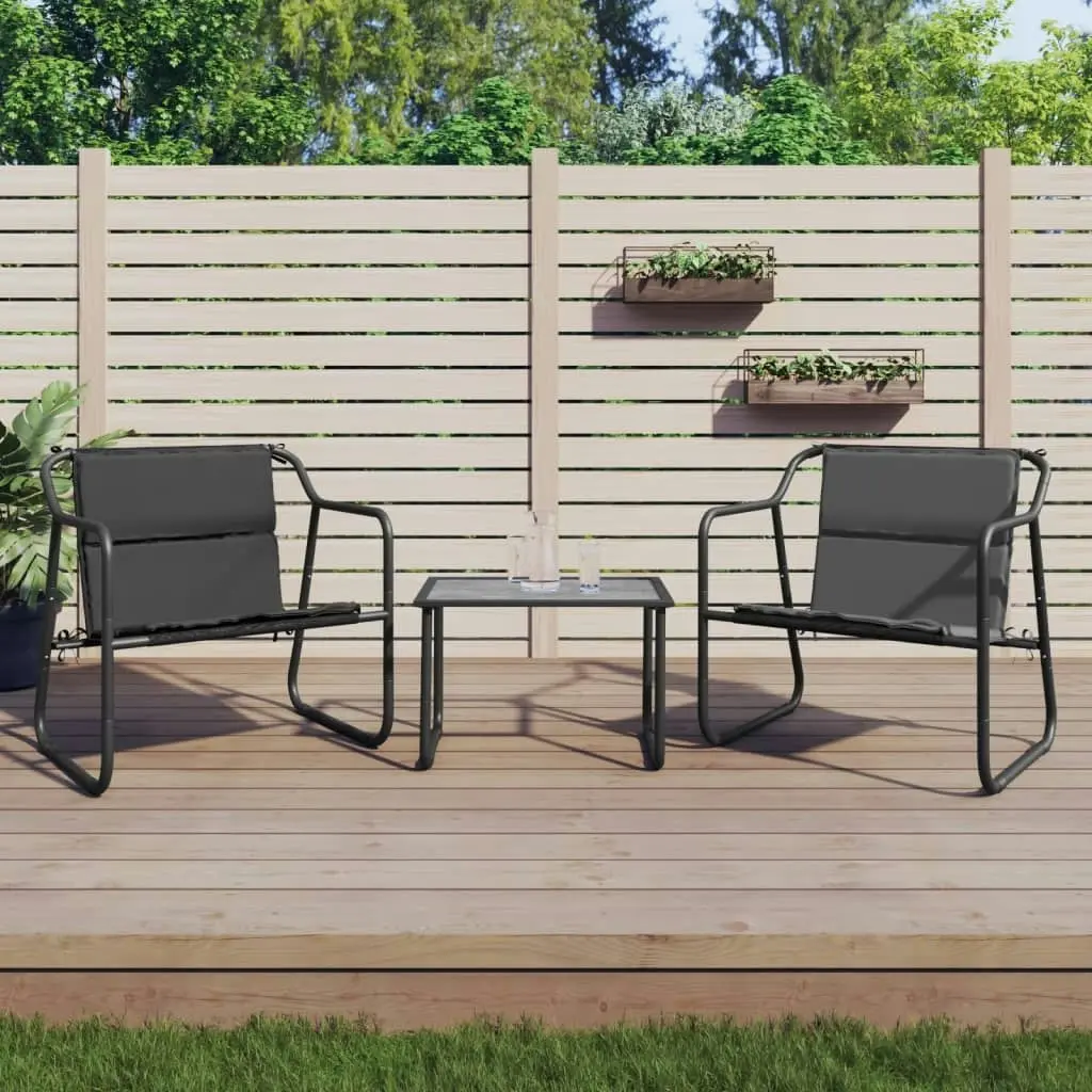 3 Piece Garden Lounge Set with Cushions Anthracite Steel 364107