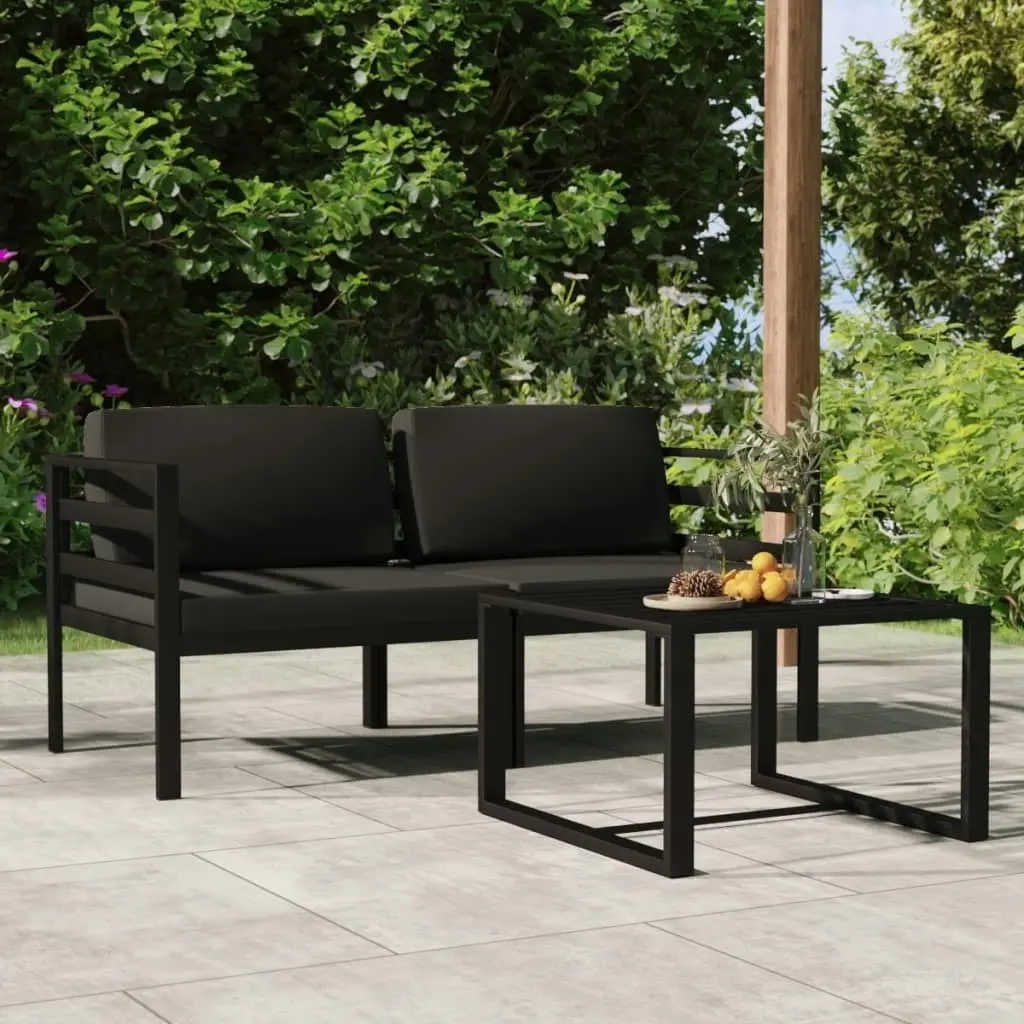 3 Piece Garden Lounge Set with Cushions Aluminium Anthracite 3107779