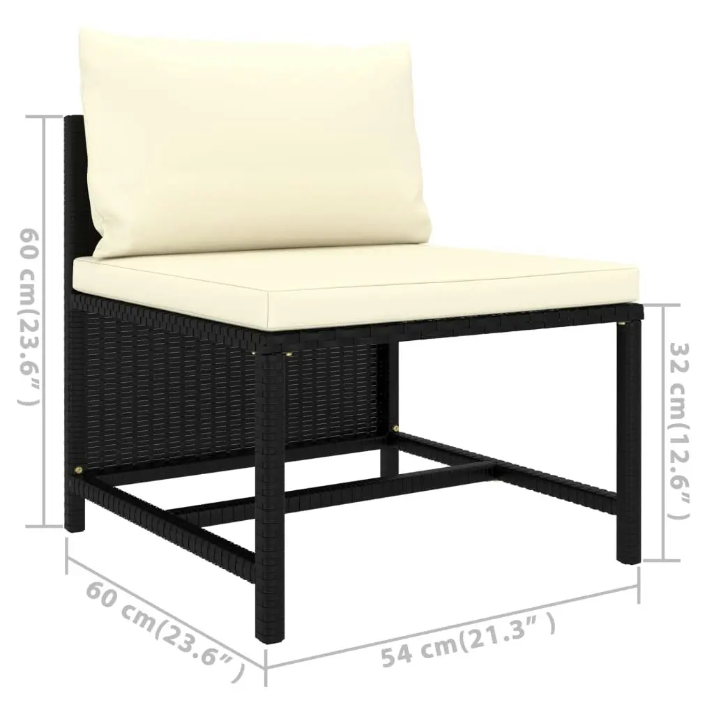 3 Piece Garden Lounge Set with Cushions Poly Rattan Black 3059778